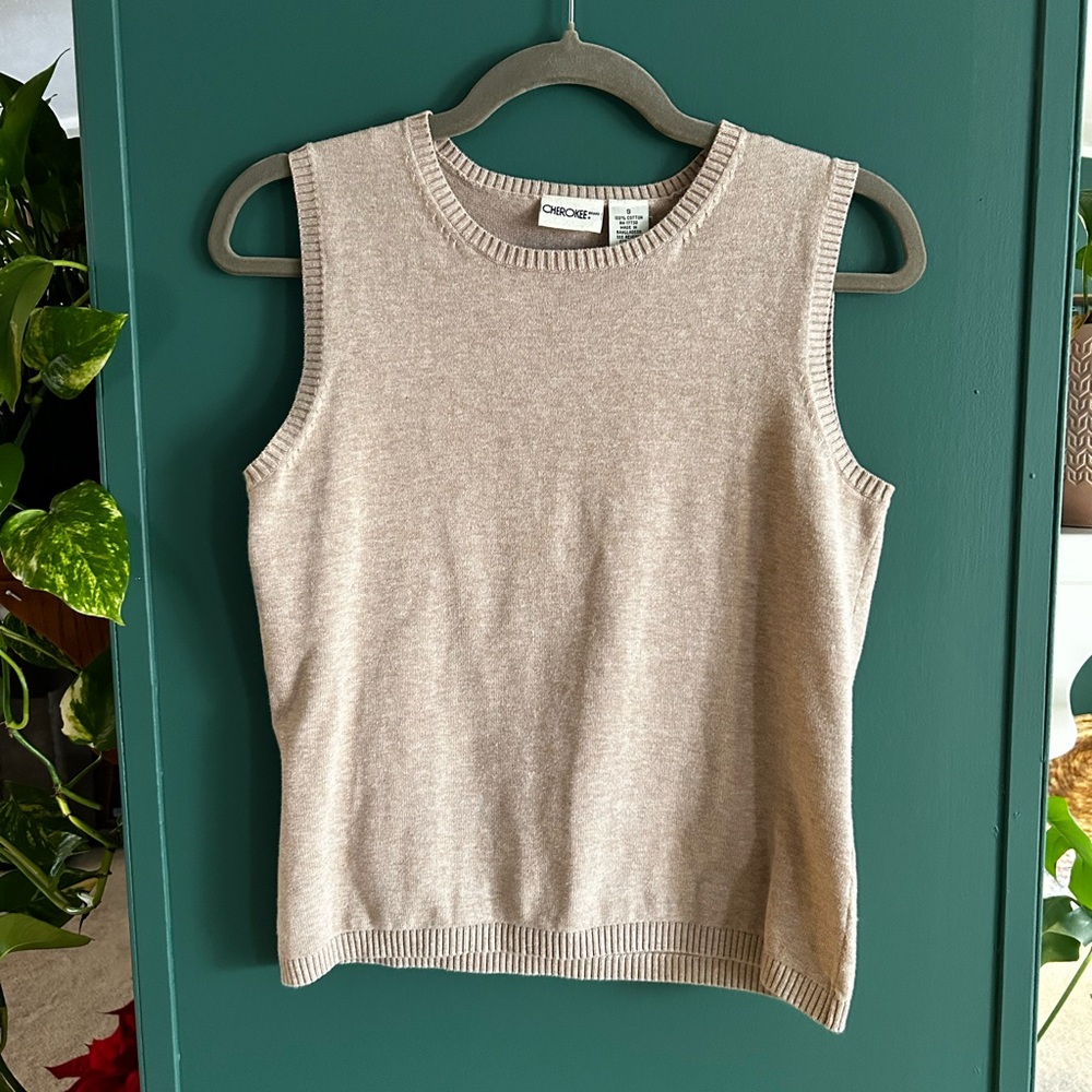 Cherokee Beige Knit Tank Sweater